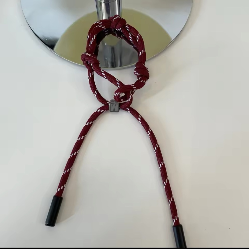 Handmade nylon bracelet, bag charm. Cherry Color